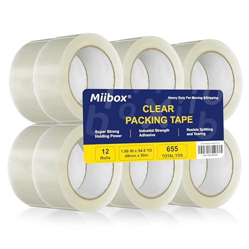 Miibox Clear Packing Tape 12 Rolls 546 YdEach Heavy Duty Ultra Strong