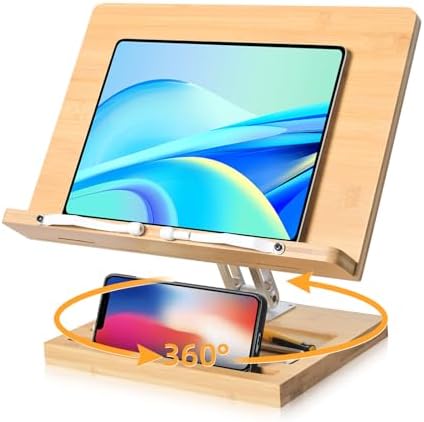 Adjustable 360 Book Stand with Elastic Page Clips