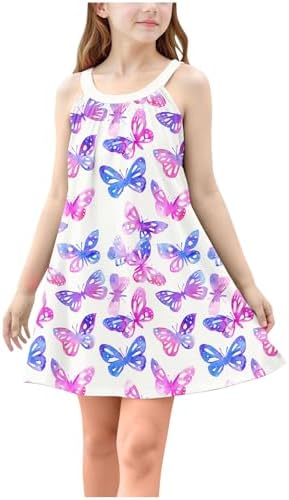 Girls Rainbow Striped Casual Summer Dress