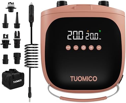 Tuomico Electric SUP Pump 20PSI Portable Inflatable Air Compressor with Deflation