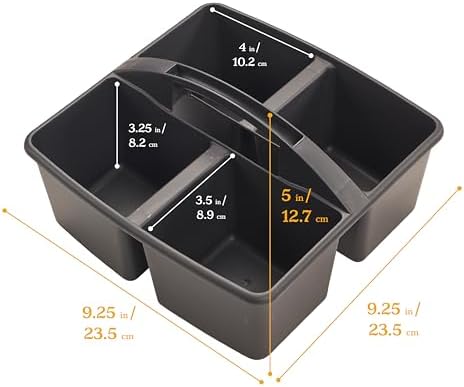 ECR4Kids 4-Compartment Caddy Set Black 6-Pack
