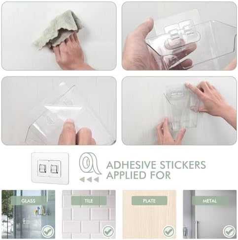 Clear Adhesive Wall Storage Bins 4 Pack
