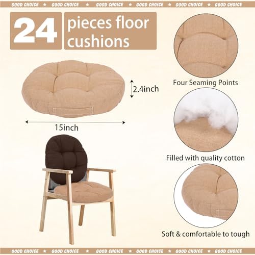 Huwena 24 Pack Classroom Floor Cushions with Handles 15 Inch