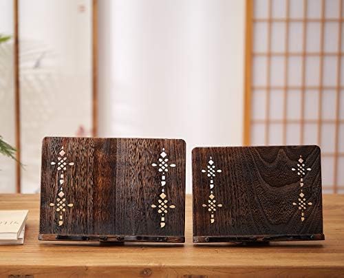 SINOBEST Adjustable Wood Book Stand with Page Clips