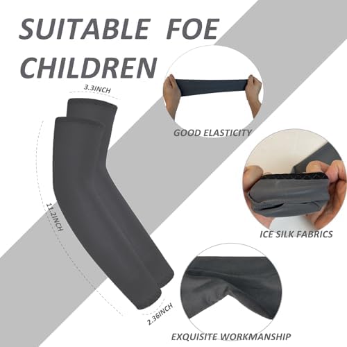 12 Pairs UV Protection Arm Cooling Sleeves for Kids 4-9 Years
