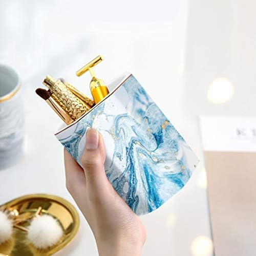 WAVEYU Blue Marble Pencil Holder for Desk