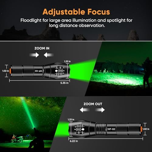 WINDFIRE Green Light LED Flashlight Headlamp with Zoom and Picatiny Mount 1