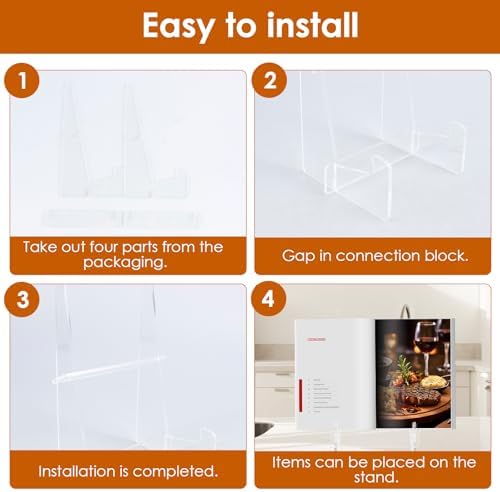 2Pcs Acrylic Cookbook Stand for Kitchen and Office