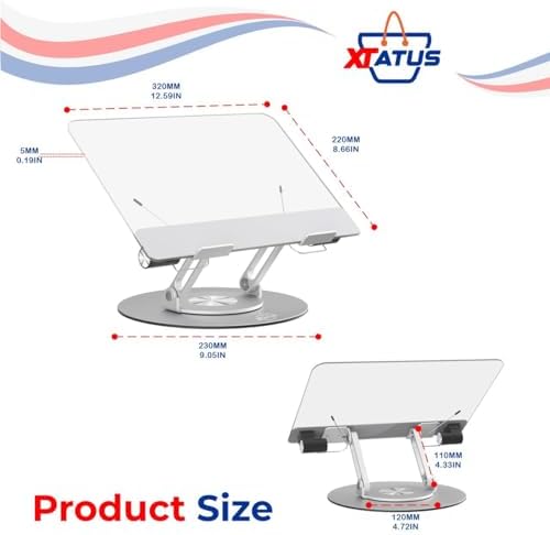 XTATUS Book Stand Adjustable 360 Rotating Foldable Design