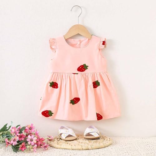 Toddler Girls Strawberry Embroidered Cotton Sundress