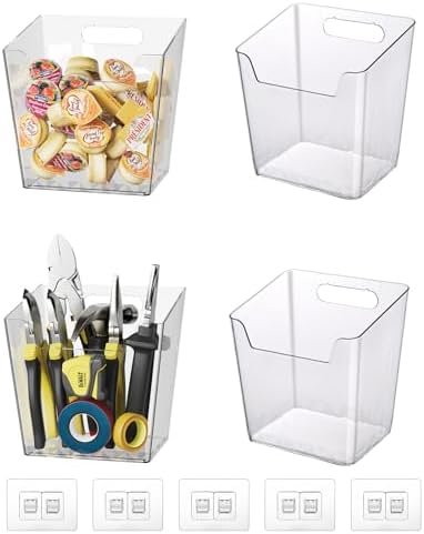 Clear Adhesive Wall Storage Bins 4 Pack
