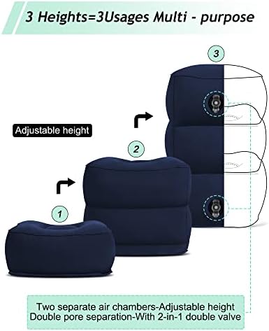JefDiee Inflatable Travel Foot Rest Pillow - 3 Layers Adjustable Height