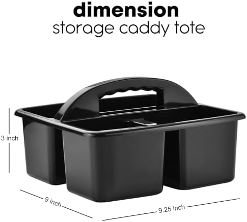 Alink Plastic Classroom Caddy Organizer with Handle 6-Pack 3 Compartments Black