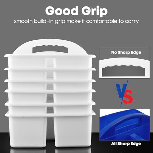 Alink Plastic Classroom Caddy Organizer with Handle 6-Pack 3 Compartments