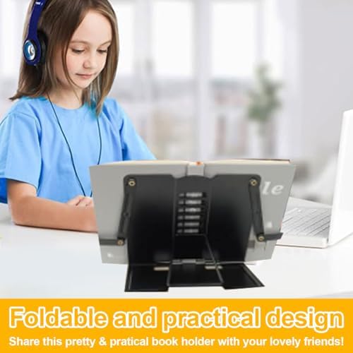 2 Pack Adjustable Metal Book Stand with Page Clips