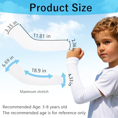 Kids Arm Sleeves with UV Protection and Cooling Compression