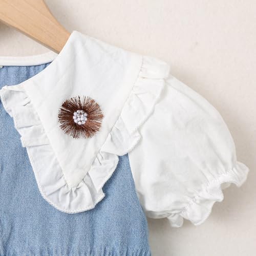 Toddler Girls Denim Puff Sleeve Summer Party Dress