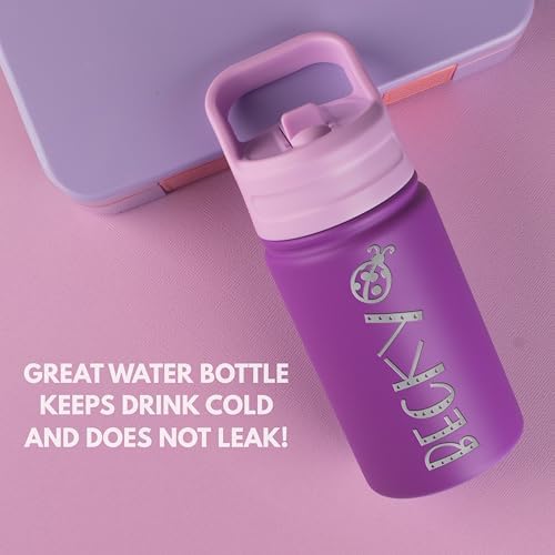 Personalized Kids Water Bottle with Name Icon - Purple