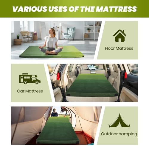 BUPPLEE Memory Foam Camping Pad with Pillow Travel Bag