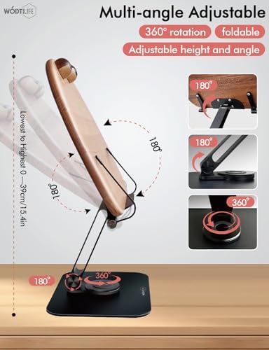 WODTILIFE Foldable Book Stand with 360 Swivel Base