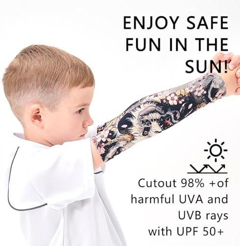 UV Sun Protection Arm Sleeves for Kids Youth UPF 50