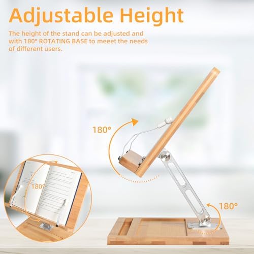 Adjustable 360 Book Stand with Elastic Page Clips