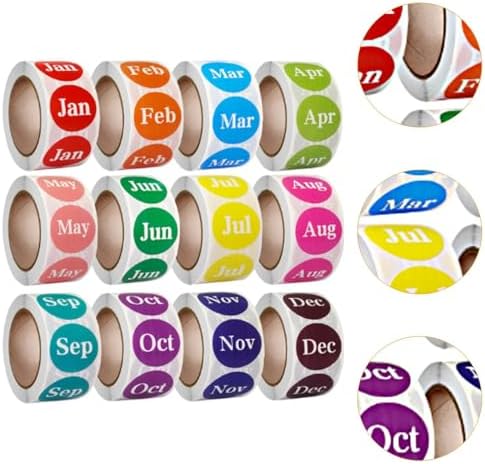 12 Rolls Round Multicolor Baby Milestone Labels