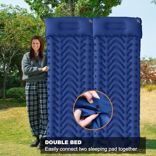 MEETPEAK 4 Inch Thick Inflatable Camping Sleeping Mat with Pillow
