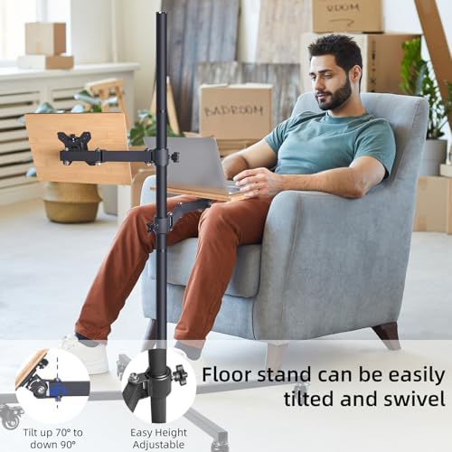 Adjustable Rolling Book Stand with Laptop Holder and 4 Wheels