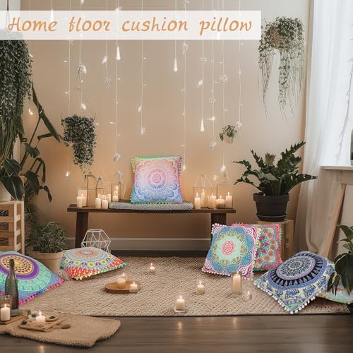 Ganeen 12 Pcs Boho Floor Cushions for Kids Classroom Seating