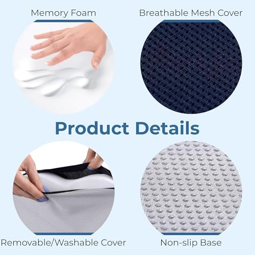 5 STARS UNITED Seat Cushion for Tailbone Pain Relief - Blue 1