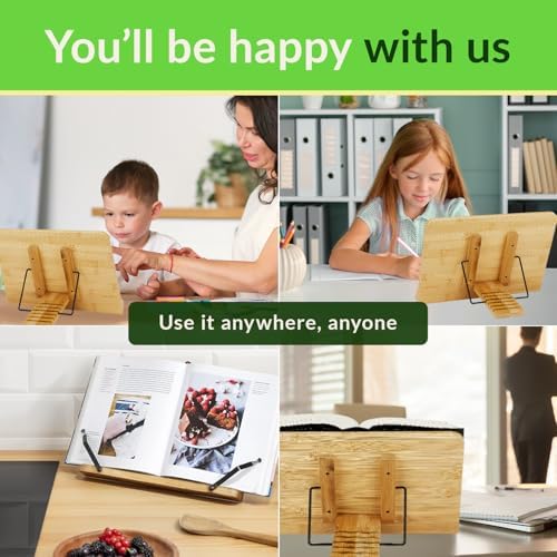 READBLISS Bamboo Book Stand - Adjustable Lightweight