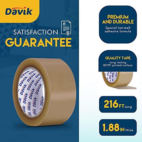 Davik Premium Packing Tape 6-Pack 216-Foot 188-Inch Brown Shipping Tape