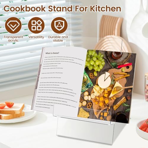 2Pcs Acrylic Cookbook Stand with Folding and Adjustable Design