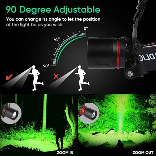 WINDFIRE Green Light LED Flashlight Headlamp with Zoom and Picatiny Mount 1