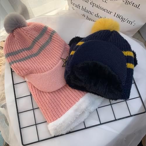 ECYC Winter Kids Balaclava - Warm Knit Hat with Hooded Scarf