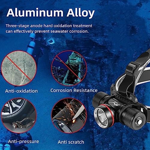 WINDFIRE Red Dive Headlamp with 5 Modes and Power Indicator