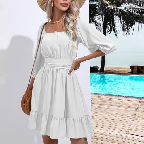 Fairy Chiffon Square Neck Long Sleeve Party Dress