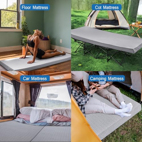 Coldwind 3 Inch Memory Foam Camping Mattress Pad Gray