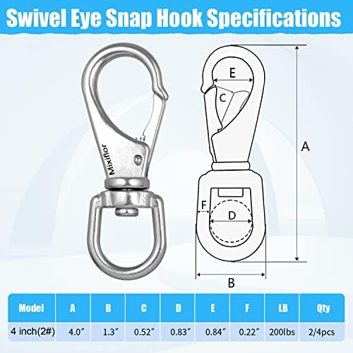Mixiflor 4 Pack Stainless Steel Swivel Snap Hooks 1