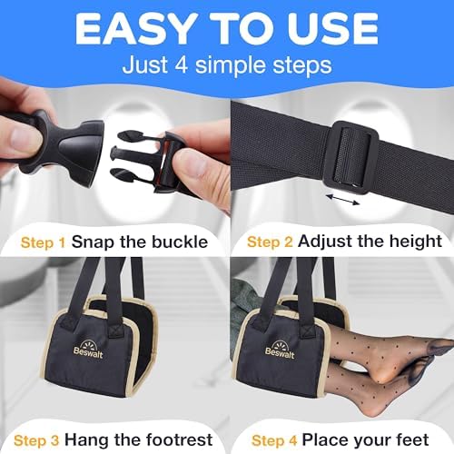 Portable Airplane Foot Hammock with Memory Foam - Beswalt Black