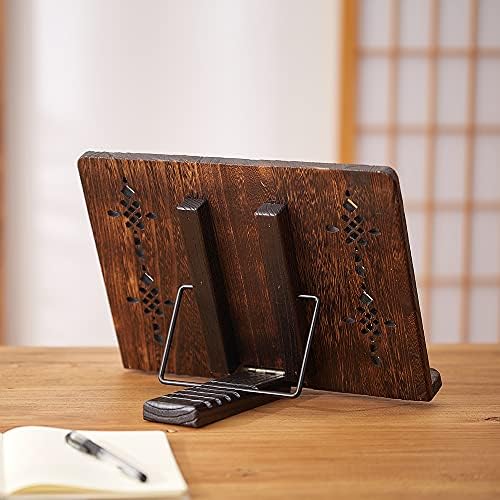 SINOBEST Adjustable Wood Book Stand with Page Clips