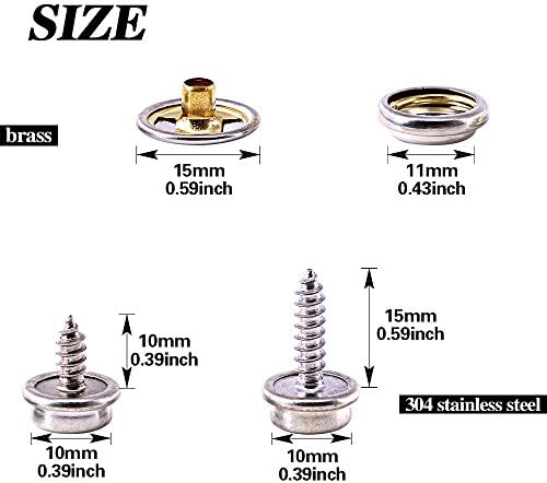 Swpeet 120Pcs Silver Fastener Screw Snaps Kit with Tool