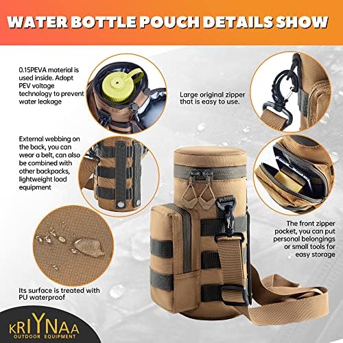 KRIYNAA Tactical Water Bottle Cooler Bag for Hiking Rock Climbing Cycling