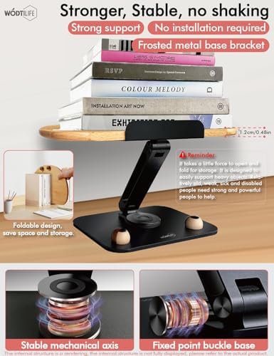 WODTILIFE Foldable Book Stand with 360 Swivel Base