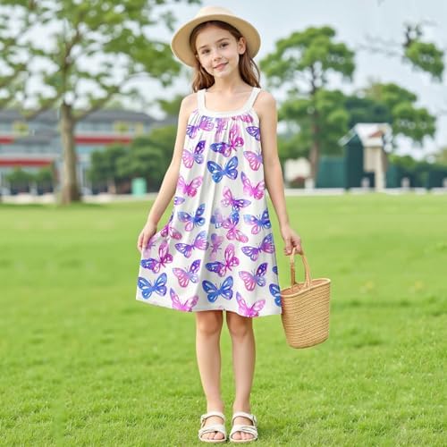 Girls Rainbow Striped Casual Summer Dress