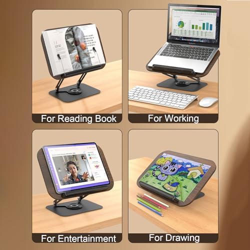 Fantemo Adjustable Book Stand with 360 Rotating Base