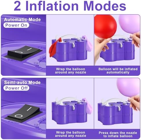 FLSEPAMB 3-in-1 Electric Balloon Pump with Dual Nozzles and Balloon Cutter