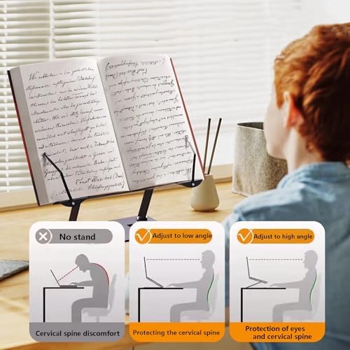 Adjustable Metal Book Stand for Reading Cooking and Tablets Black 1