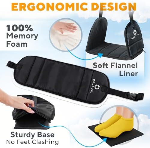 Delfori Portable Airplane Footrest - Comfort Support